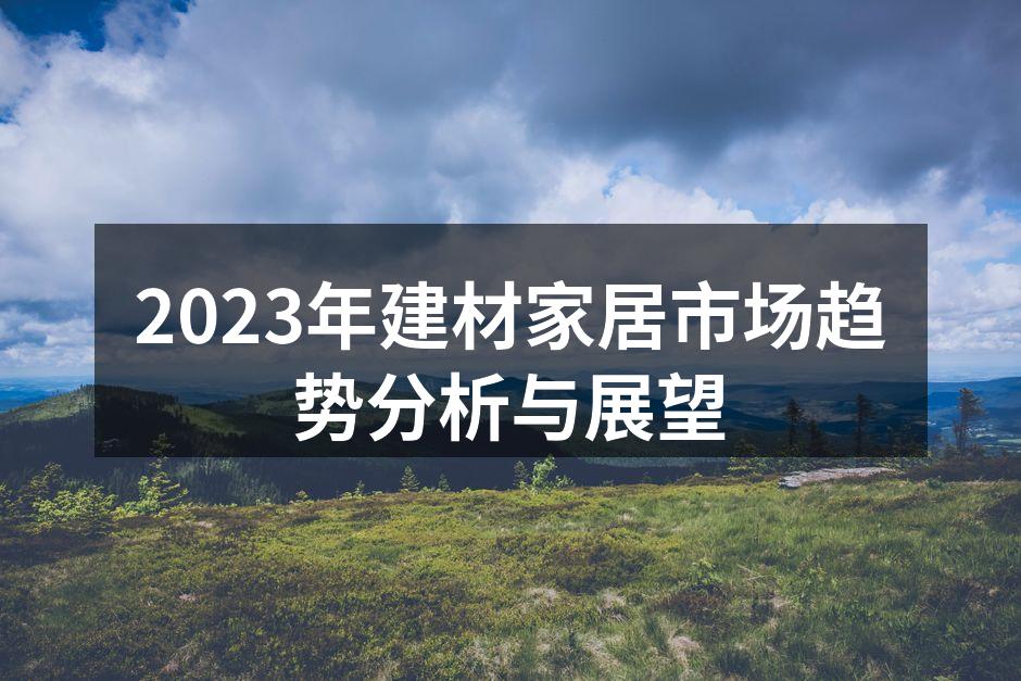 2023年建材家居市场趋势分析与展望