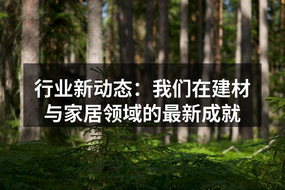 行业新动态：我们在建材与家居领域的最新成就