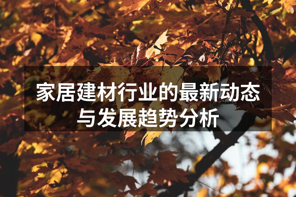 家居建材行业的最新动态与发展趋势分析